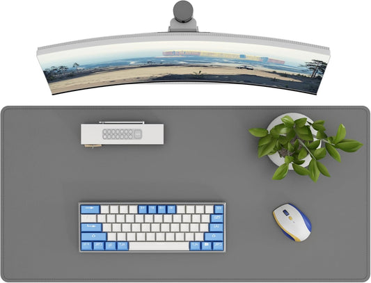 DAWNTREES Desk Mat Protector,PU Leather Desk Pad,Non Slip, Large Mouse Pad and Keyboard Mat, Waterproof Writing Pad for Office and Home (Dark Gray)