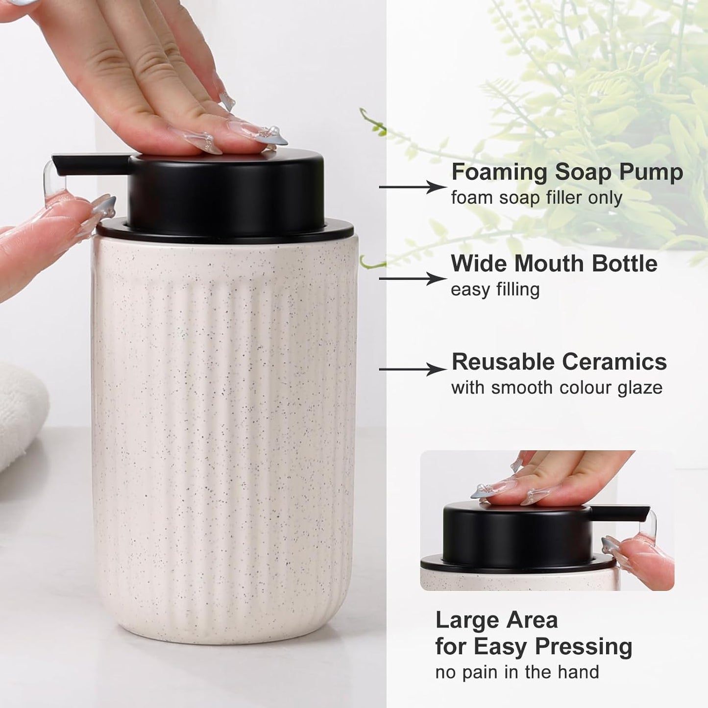 BosilunLife Ceramic Bathroom Accessories Set - Bathroom Counter Soap Set Beige Bathroom Decor Sets Accessories Bathroom Lotion Soap Dispenser and Toothbrush Holder Set, Soap Dish, Apothecary Jars