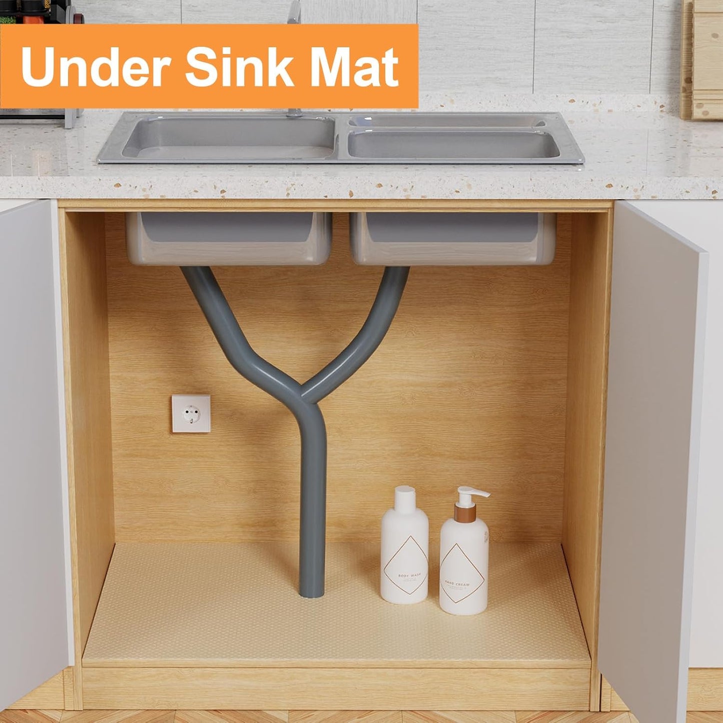 Shelf Liners for Kitchen Cabinets Khaki - 20 Inch Wide x 25 FT Long Large Waterproof Under Sink Mat - Non-Adhesive Easy to Cut Cabinet Drawer Liner