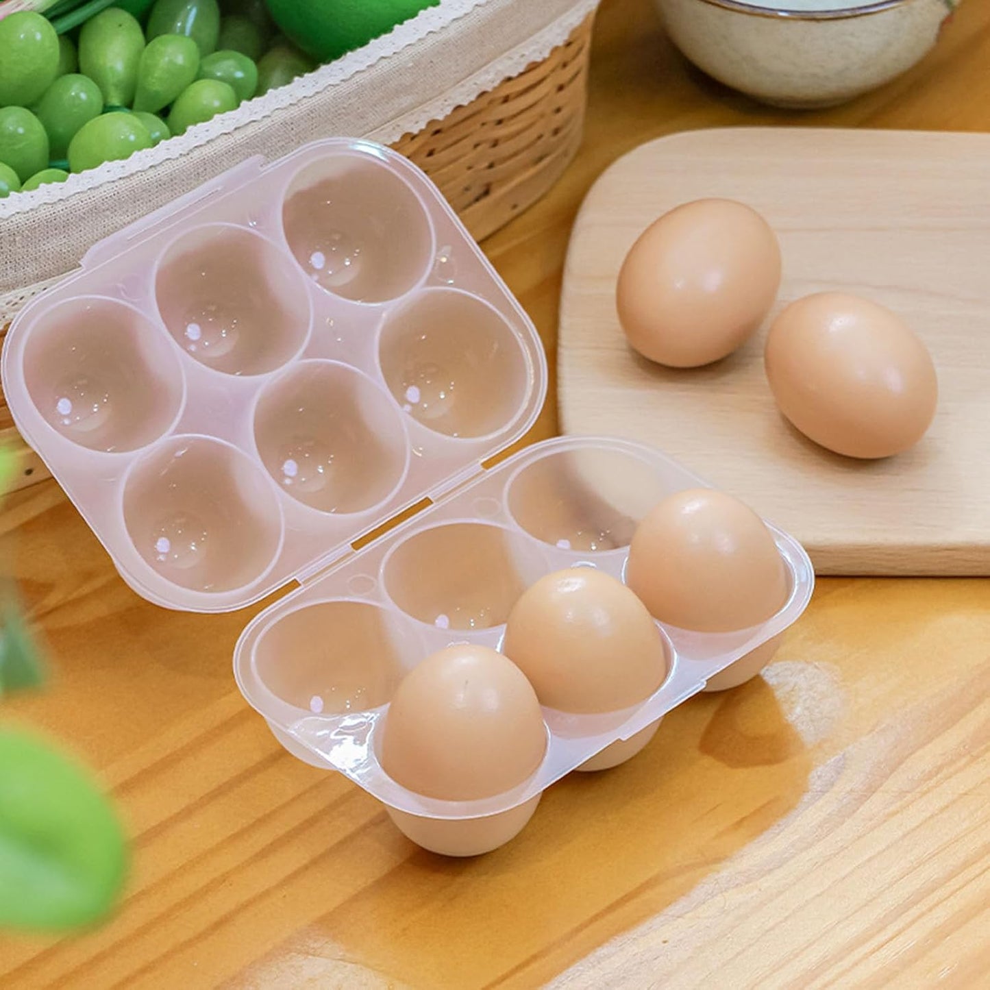 6 Grid Eggs Holder Container, Portable Tray Egg Grid Storage Container With Lid Camping Boxes Carriers For Camping Picnics Travel Kitchen Restaurants