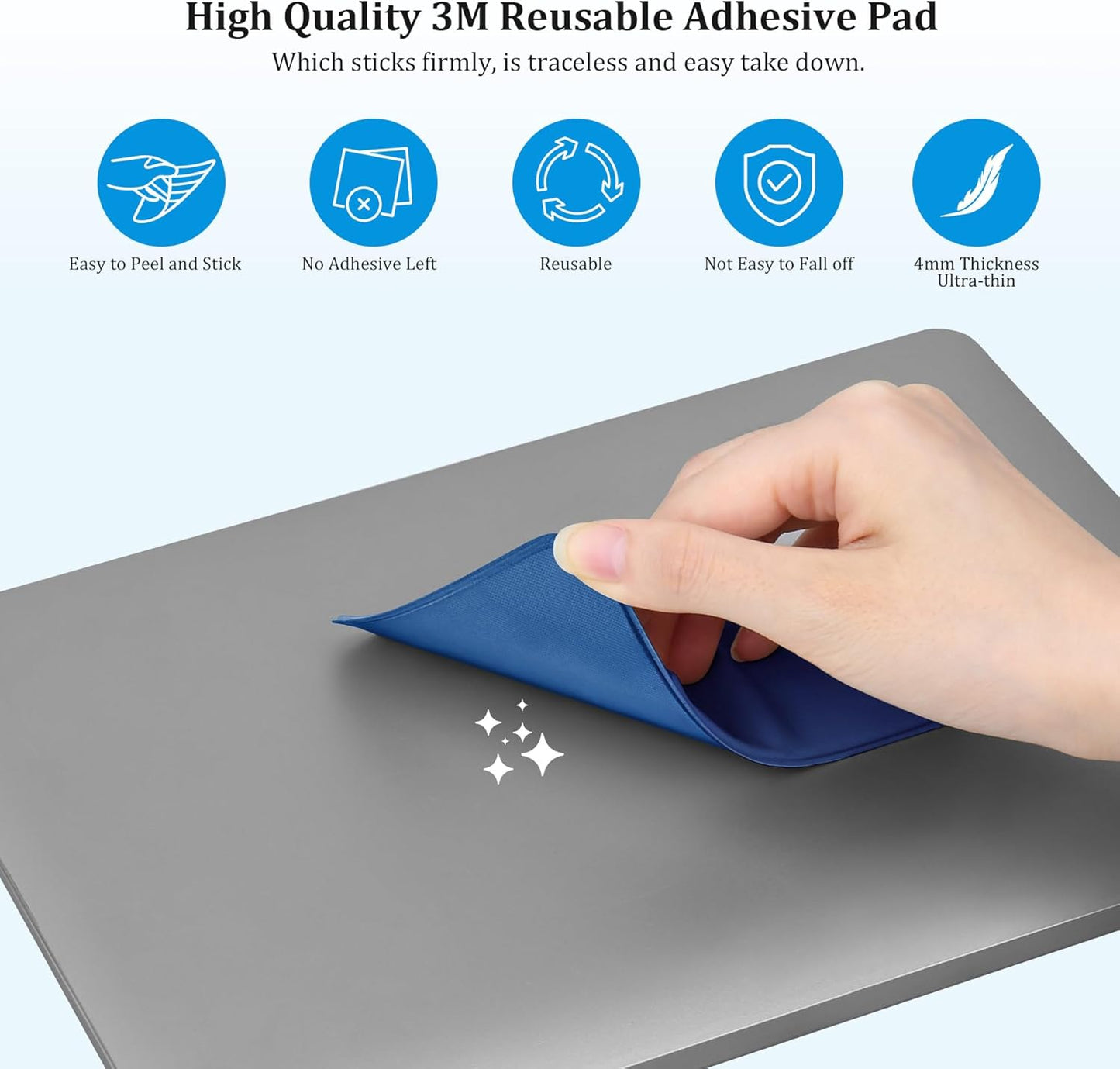 Lacdo Portable Hard Drive Sleeve for Laptop, 2-Pocket Stick on Pouch with Reusable Adhesive, for SanDisk, Samsung, Crucial, Portable External Solid State Drive SSD Hard Drive Carrying Case, Blue