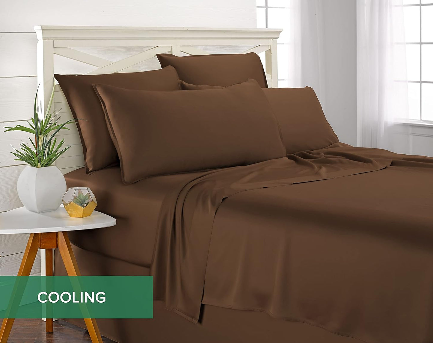 Queen Pillowcases by Pure Bamboo, Genuine 100% Organic Viscose Derived from Bamboo, Luxuriously Soft & Cooling, Double Stitching, Envelope Closure (2 Queen Pillowcases, Coconut Husk)