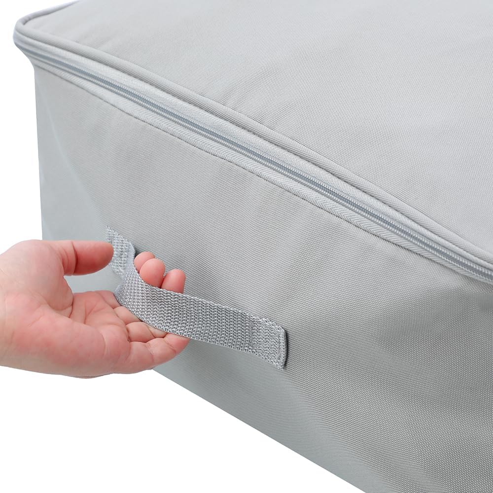 Comforter Clothes Storage Bag, 26.8 x 18 x 7.8 inches, 600D Oxford Fabric for Blanket, Quilt, Pillow, Bedding, Clothes, Sweater, Bedding, Foldable Zipper Container Tote, 2 Carrying Handles, Gray