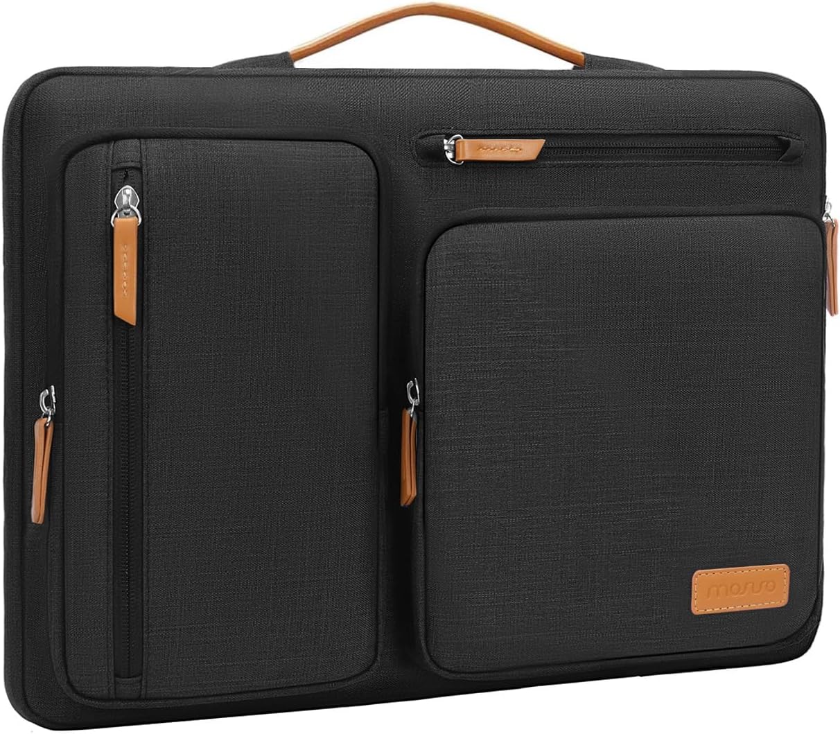 MOSISO 360 Protective Laptop Case 15 inch, 15 inch Laptop Sleeve Compatible with MacBook Air M4 M3 M2 2025 2024 2023, Dell XPS Plus, Side Open Carrying Case with 4 Zipper Pockets&Handle, Black