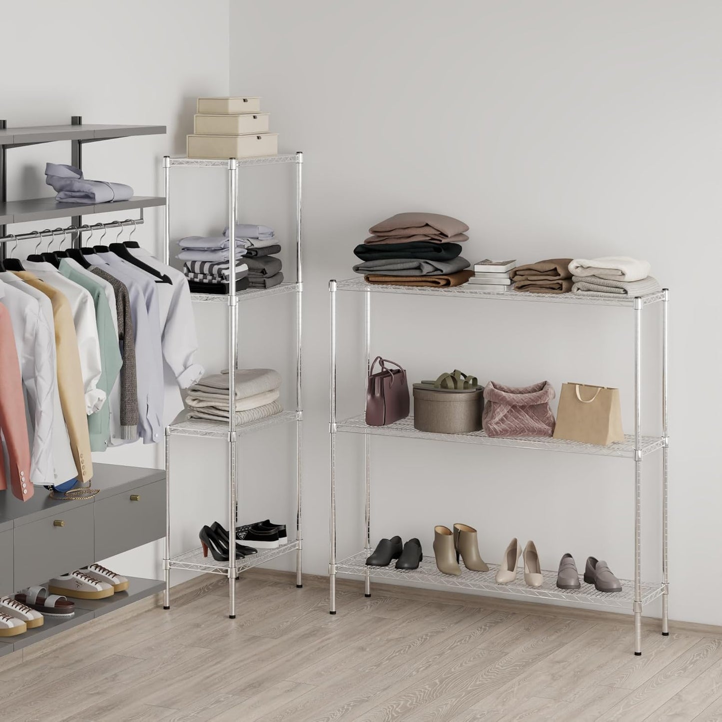 14" Deep x 54" Wide x 54" Height Wire Shelving Kit | 3-Tier | NSF Commercial Storage Rack Unit