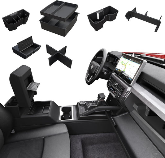6PCS Center Console Organizer Tray for 2024 2025 Toyota Tacoma Accessories, Armrest Hidden Storage Box, Rear and Console Cup Holder Glove and Armrest Storage Box with Insert Divider for Toyota Tacoma
