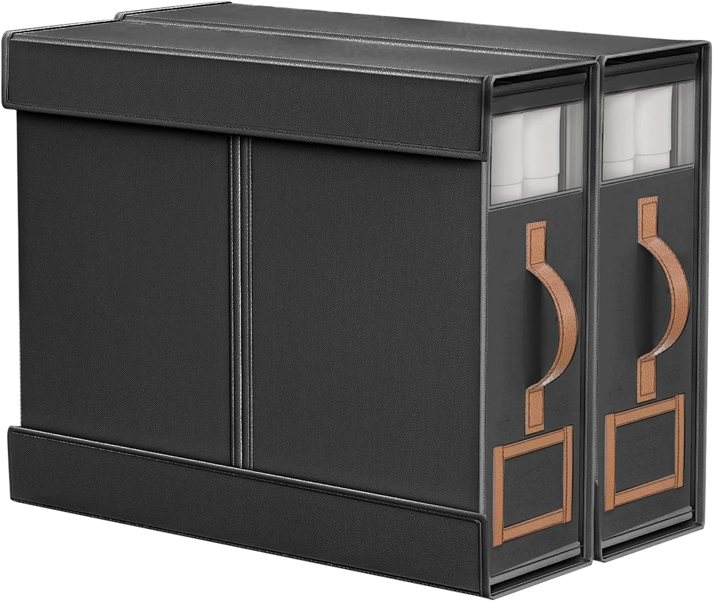 2 Pack Bed Sheet Organizers And Storage(King & Queen Size),Foldable Bedding Storage Box With Leather Handle,Sheet Organizer For Duvet Cover Set,Black