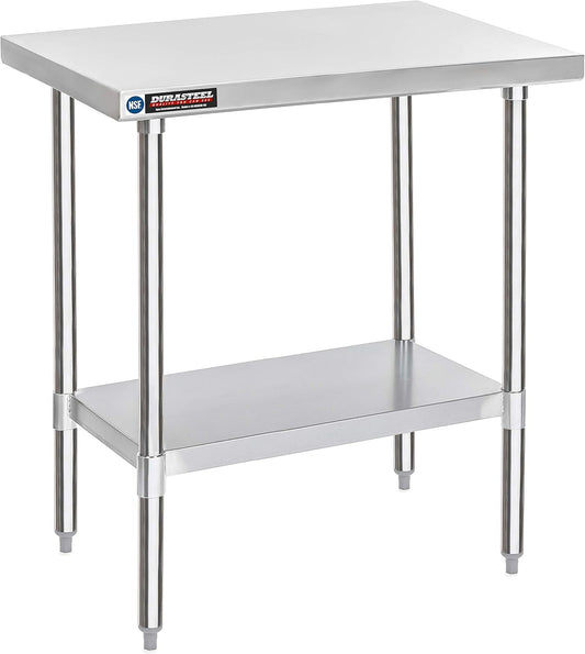 DuraSteel 30x36 Stainless Steel Work Table - NSF Commercial Prep Metal Table - Outdoor Pizza Oven Stand w/Under Shelf - Kitchen Island Laundry Utility Garage Microwave Stand Large Rolling Storage Cart
