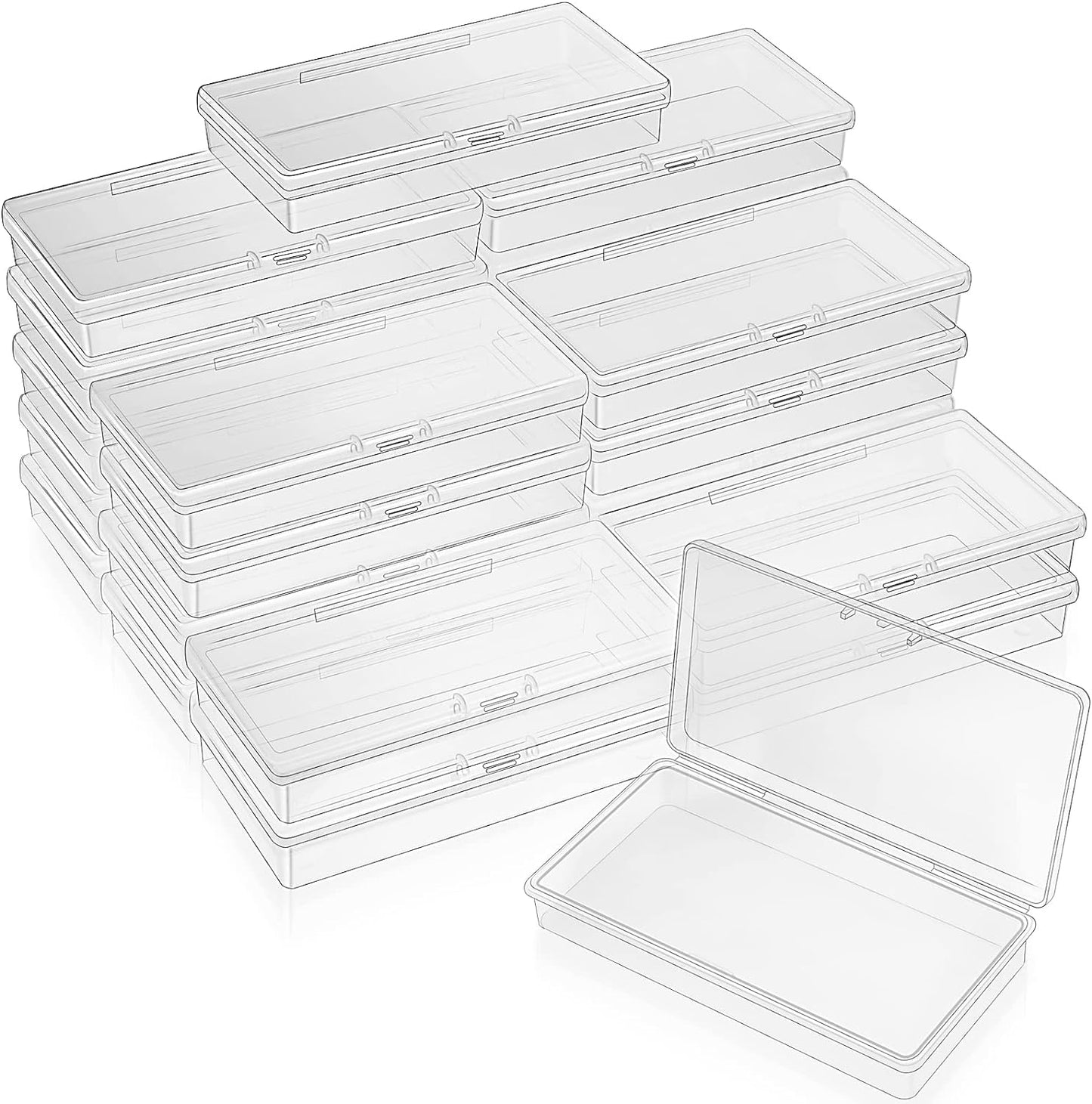 SATINIOR 24 Packs Small Clear Plastic Beads Storage Containers Box with Hinged Lid for Storage of Small Items, Crafts, Jewelry, Hardware (4.8x2.44x0.9 Inches)