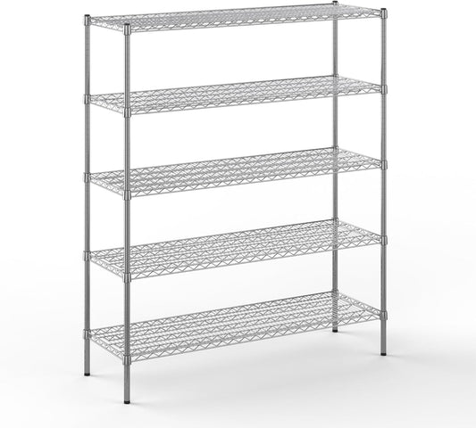 18" Deep x 54" Wide x 64" Height Wire Shelving Kit | 5-Tier | NSF Commercial Storage Rack Unit