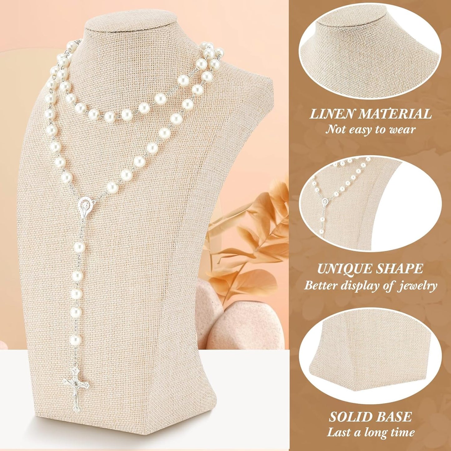 Kigley 9 Pcs Linen Necklace Display Bust Jewelry Holder Necklace Retail Mannequin Display Stand for Jewelry Selling Vendors Shows (11.4 x 6.9 Inch)