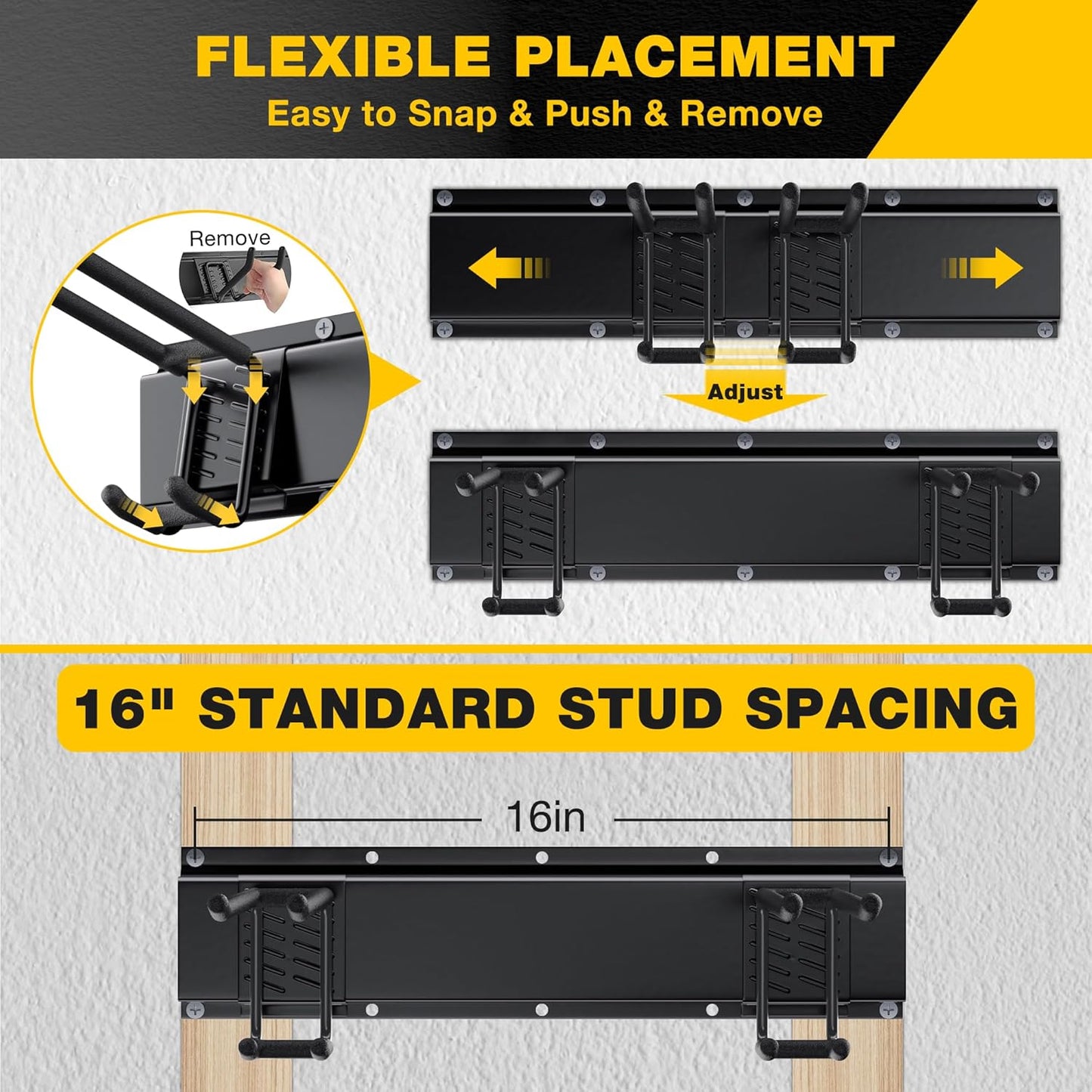 Garage Tool Organizer Wall Mount with 96 inches Rails and 13 Adjustable Heavy-Duty Hooks, Garden Tool Organizer, 19 Pack Carries 820 lbs, Heavy Duty Garage Storage Rack For Yard, Shed, Easy to install