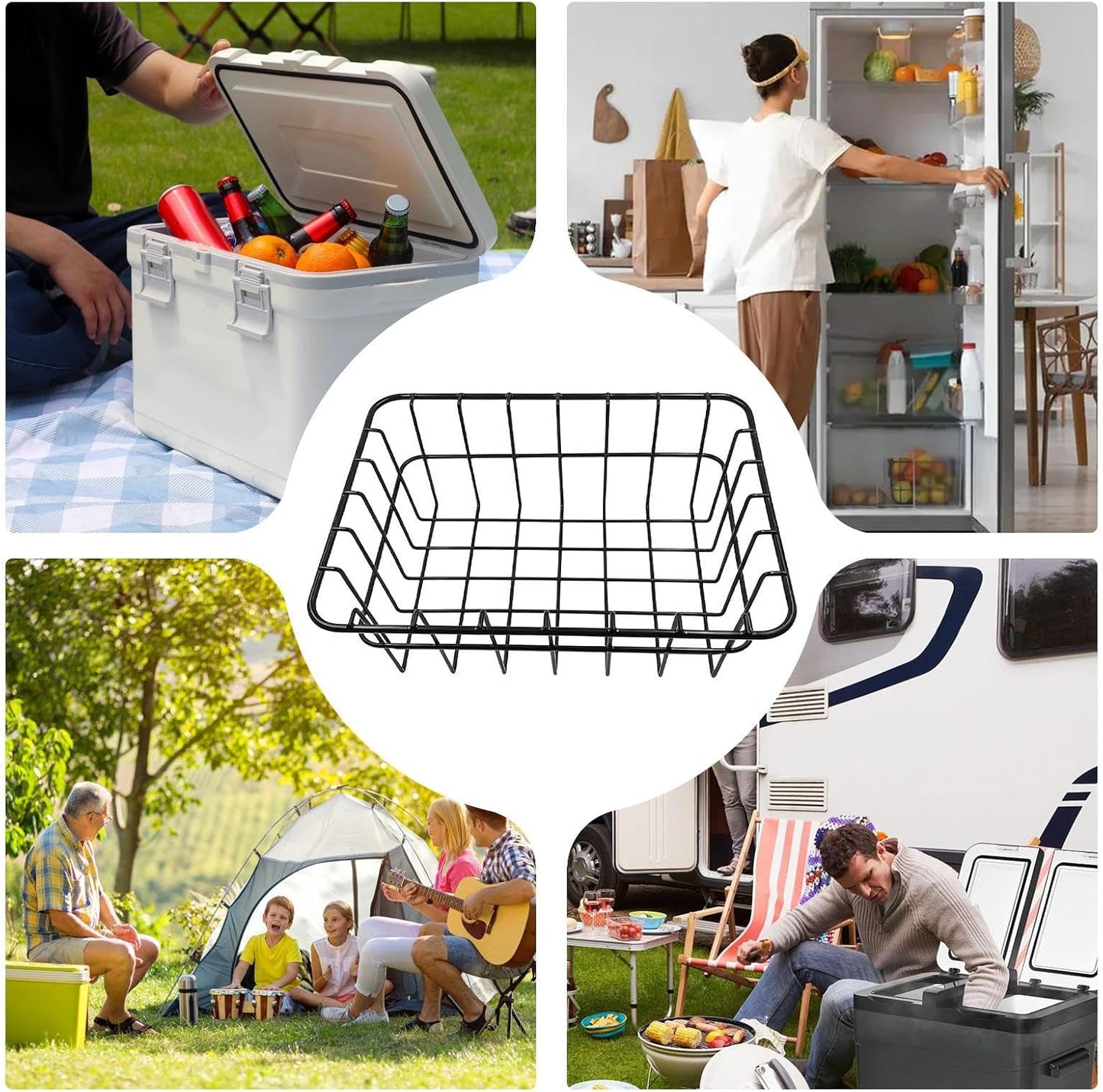 Freezer Storage – Upright Stackable Organizer, Deep Freezer Baskets Storage Bins, Space-Saving Feature for Produce, Vegetables, Fruits, Beverages, Food, Beer, Picnic, Camping, Outdoor