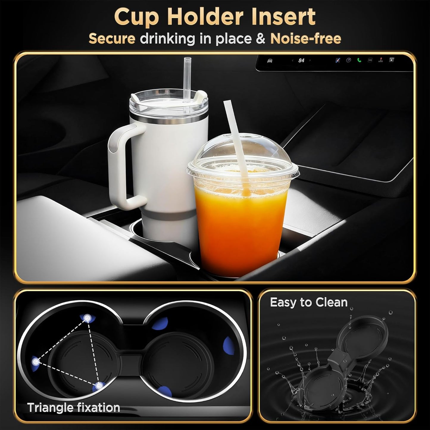 Model Y Juniper(2025-2026) & Model 3 Highland(2024-2026) Center Console Organizer [Slide Smoothly & Carbon Fiber] Sunglasses Cup Holder for Tesla Model 3 & Model Y Juniper Accessories Black