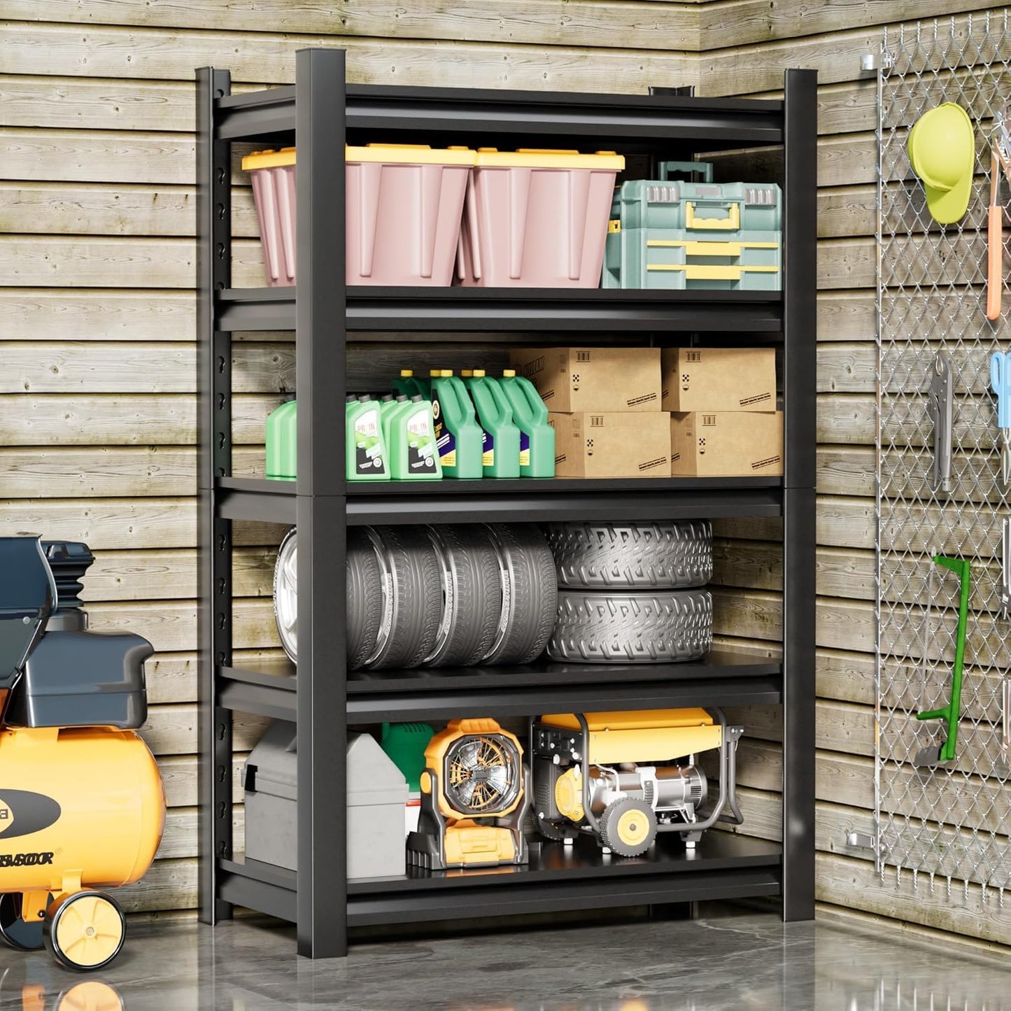 Heavy Duty Garage Shelving Unit, 72" H 2000 LBS Metal Storage Shelves, 5 Tier Adjustable Shelving Units for Organization, Heavy Duty Garage Storage Rack (72''H x 36''W x 16''D)