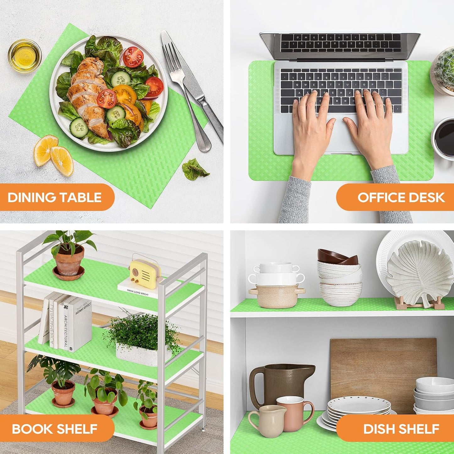 Green Fridge Liner Shelf Liners for Kitchen Cabinet Refrigerator Liners Waterproof & Oil-Proof Kitchen Cupboard Liner Non Adhesive Drawer Mats EVA Material for Shelves 17.5 x 393.7 Inches