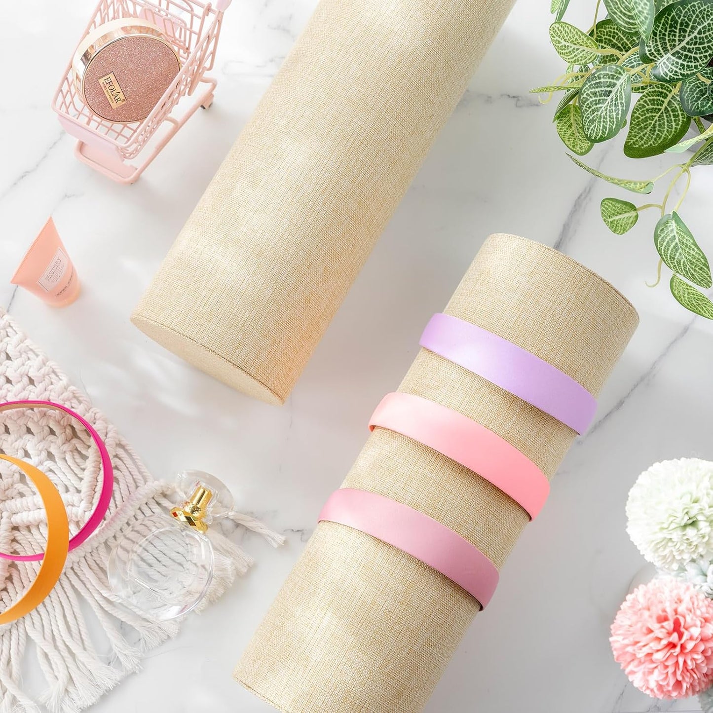 Geetery 2 Pcs Vertical Headband Holder Organizer Hairband Display Stand Headband Stand for Women Hair Hoop Accessories(Beige)