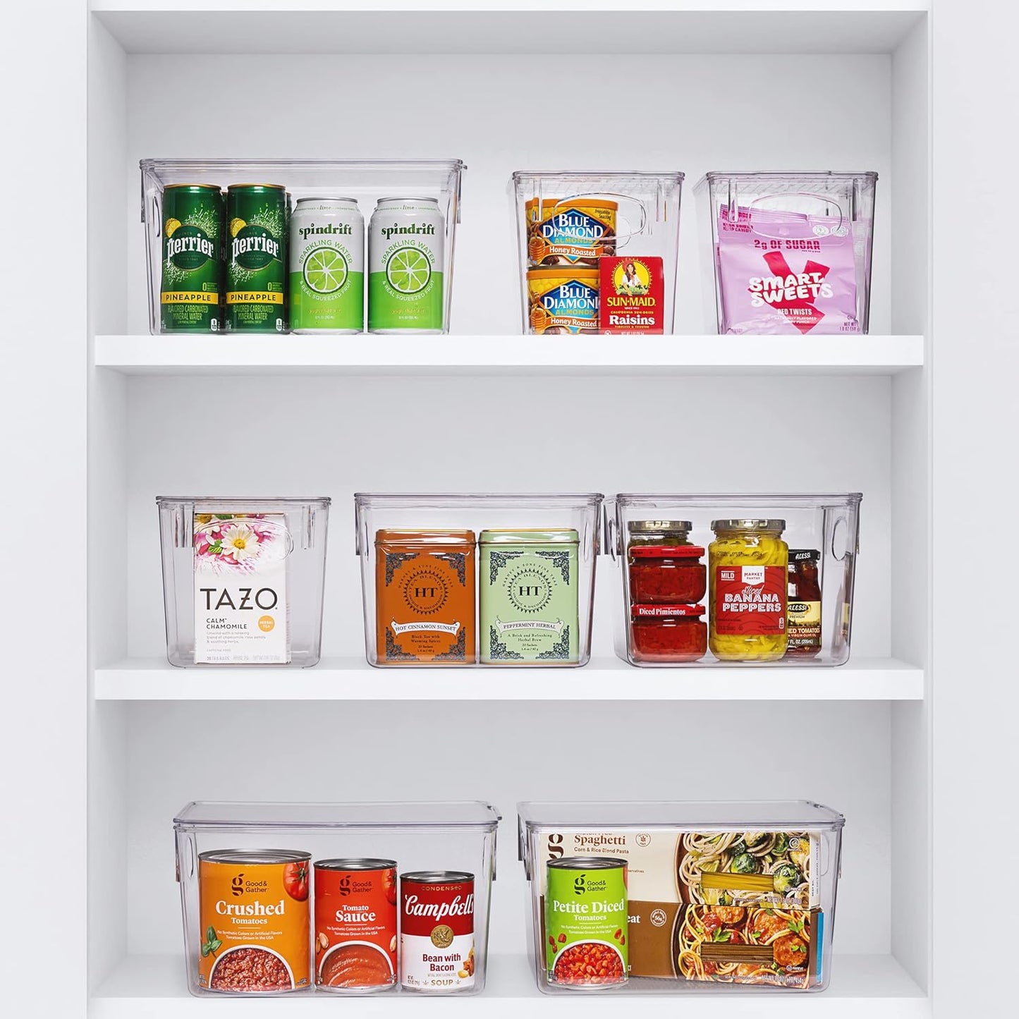 Sorbus Medium Clear Plastic Storage Bins for Shelves, Clothes, with Handle - Clear Storage Bins, Drawer, Shelf, Closet, Pantry, Fridge, Freezer Organizer Bins, Closet Organizers and Storage (2 pack)