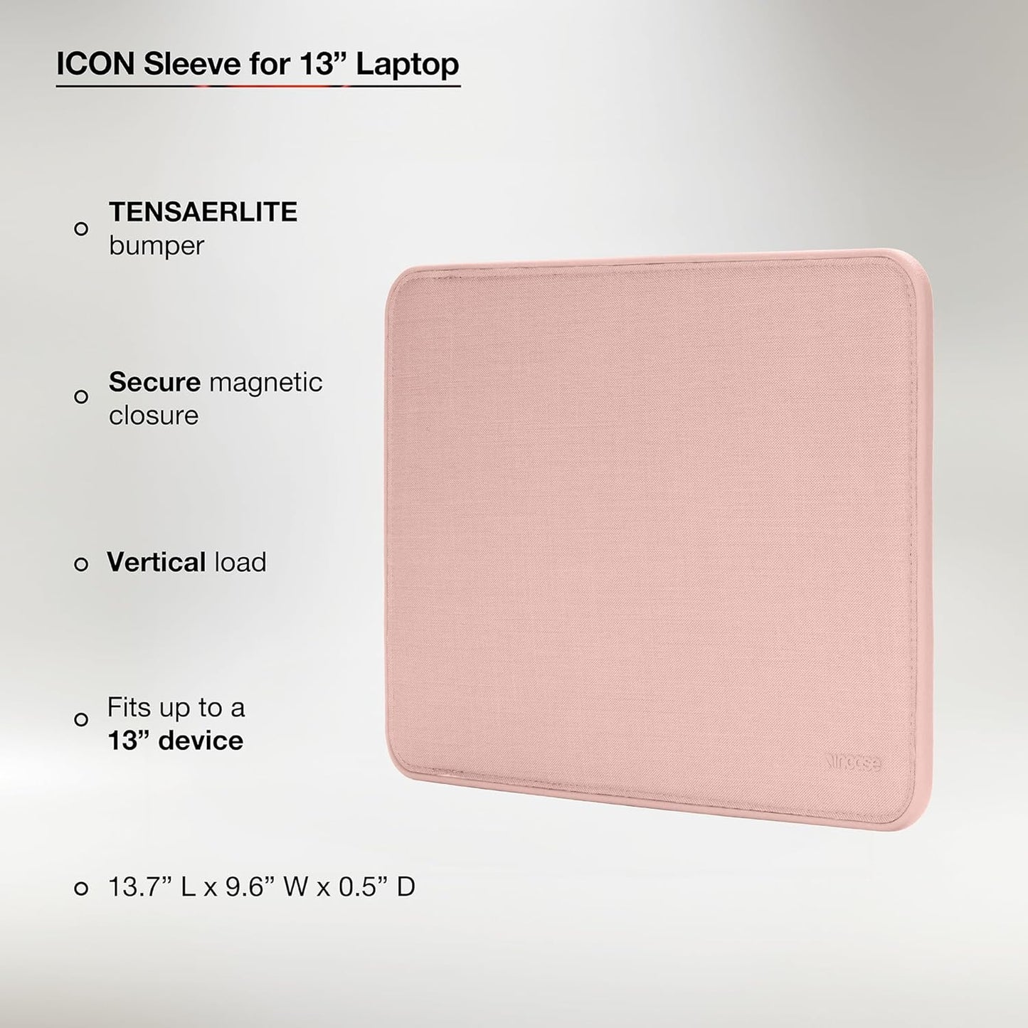 Incase ICON Sleeve with Woolenex - MacBook Air 13 inch Case - 2025, 2024, 2023, 2022, M4, M3, M2 - Fitted MacBook Case, Laptop Sleeve, Hard Cover, Durable, Lightweight - Blush Pink
