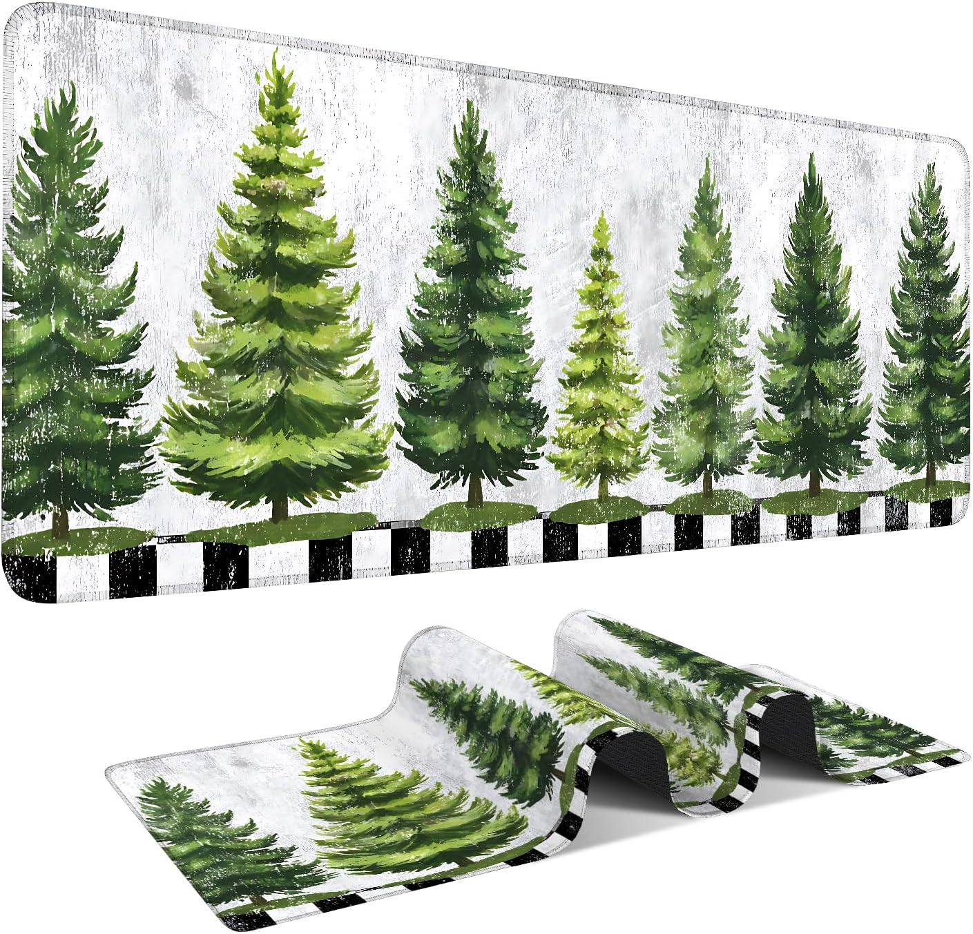 Christmas Tree Gaming Mouse Pad 31.5"x11.8"Desk Mat Anti-Slip Rubber Base & Durable Stitched Edges for Gamers Smooth Mouse Writing Surface for Desk Office/Home