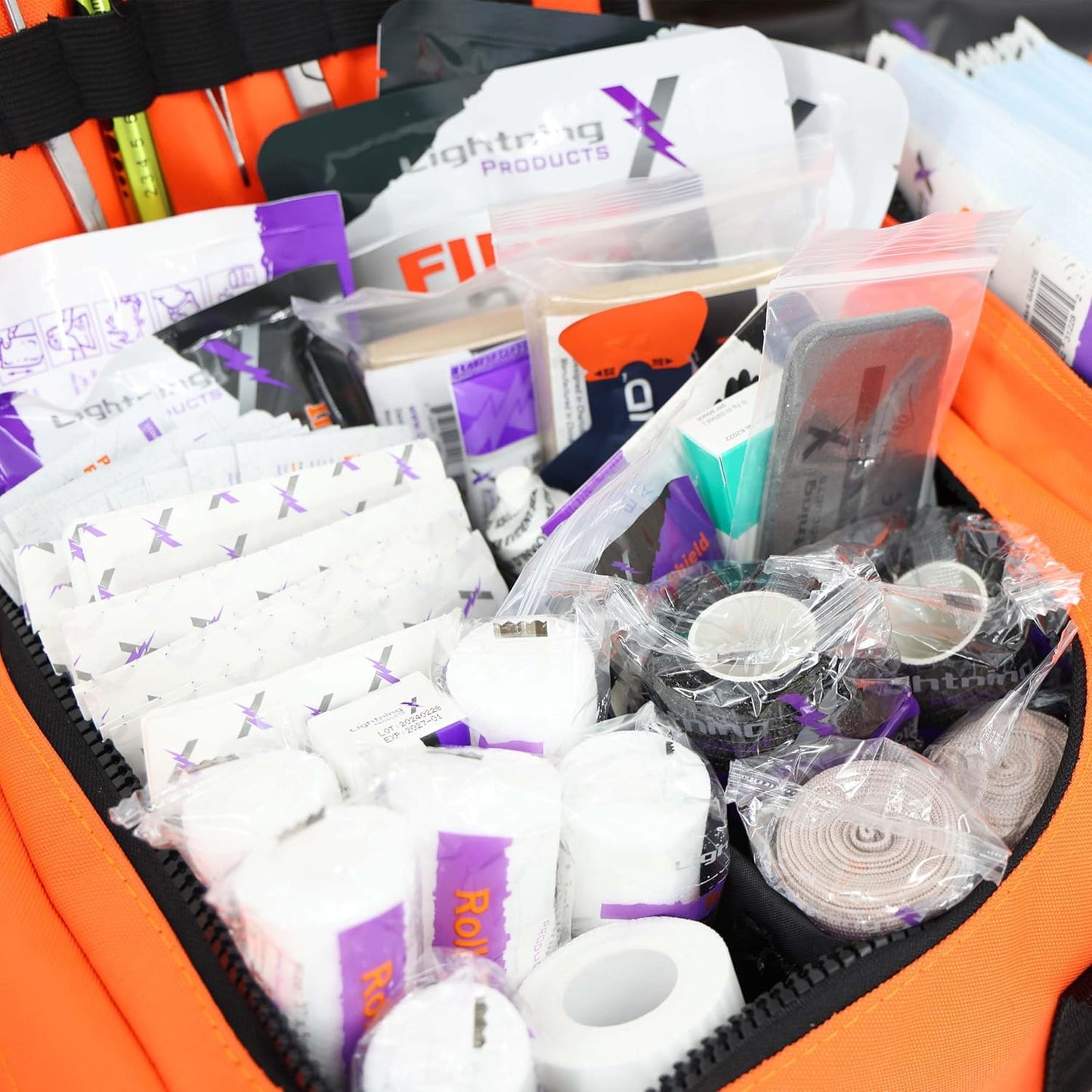 Lightning X Value Compact Medic First Responder EMS/EMT Stocked Trauma Bag w/Basic Fill Kit A - Orange