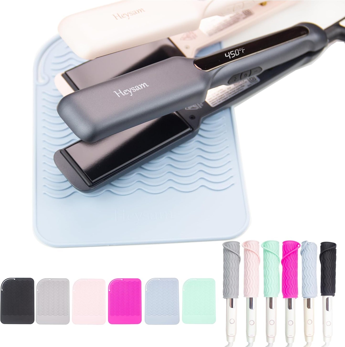 Heysam Flat Iron Case Travel Essentials Hair Straightener and Hair Curler 2-in-1, Heat-Resistant Silicone Mat Curling Iron for Hot Hair Tools, 9.0 x 6.5 inches, Multiple Colors