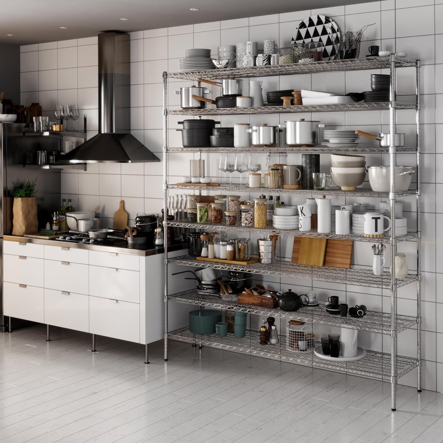 18" Deep x 72" Wide x 86" Height Wire Shelving Kit | 8-Tier | NSF Commercial Storage Rack Unit