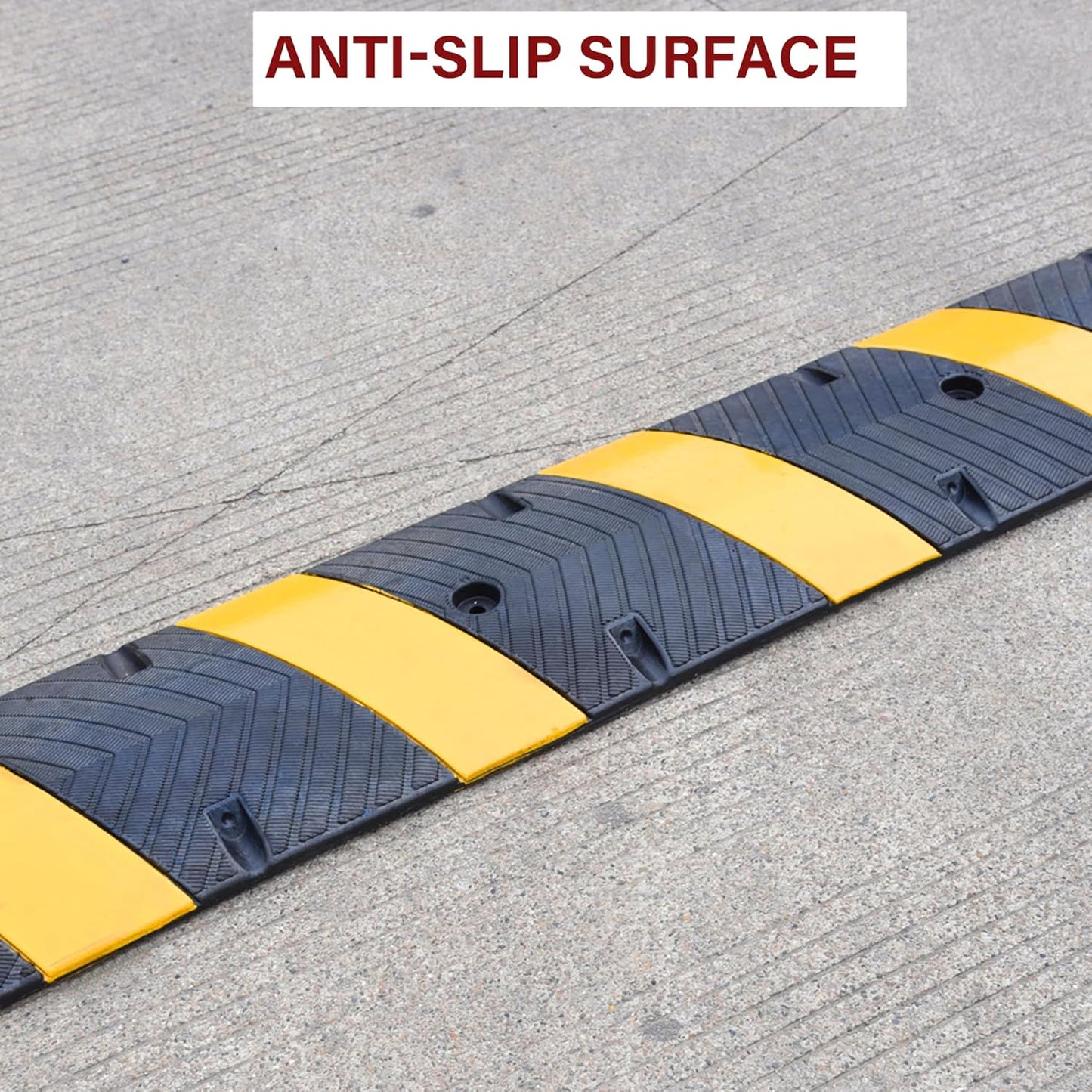 Orangestar 6Ft Rubber Speed Bump, 2 Channel Speed Hump w/4 Bolts for Asphalt Concrete Driveway Gravel