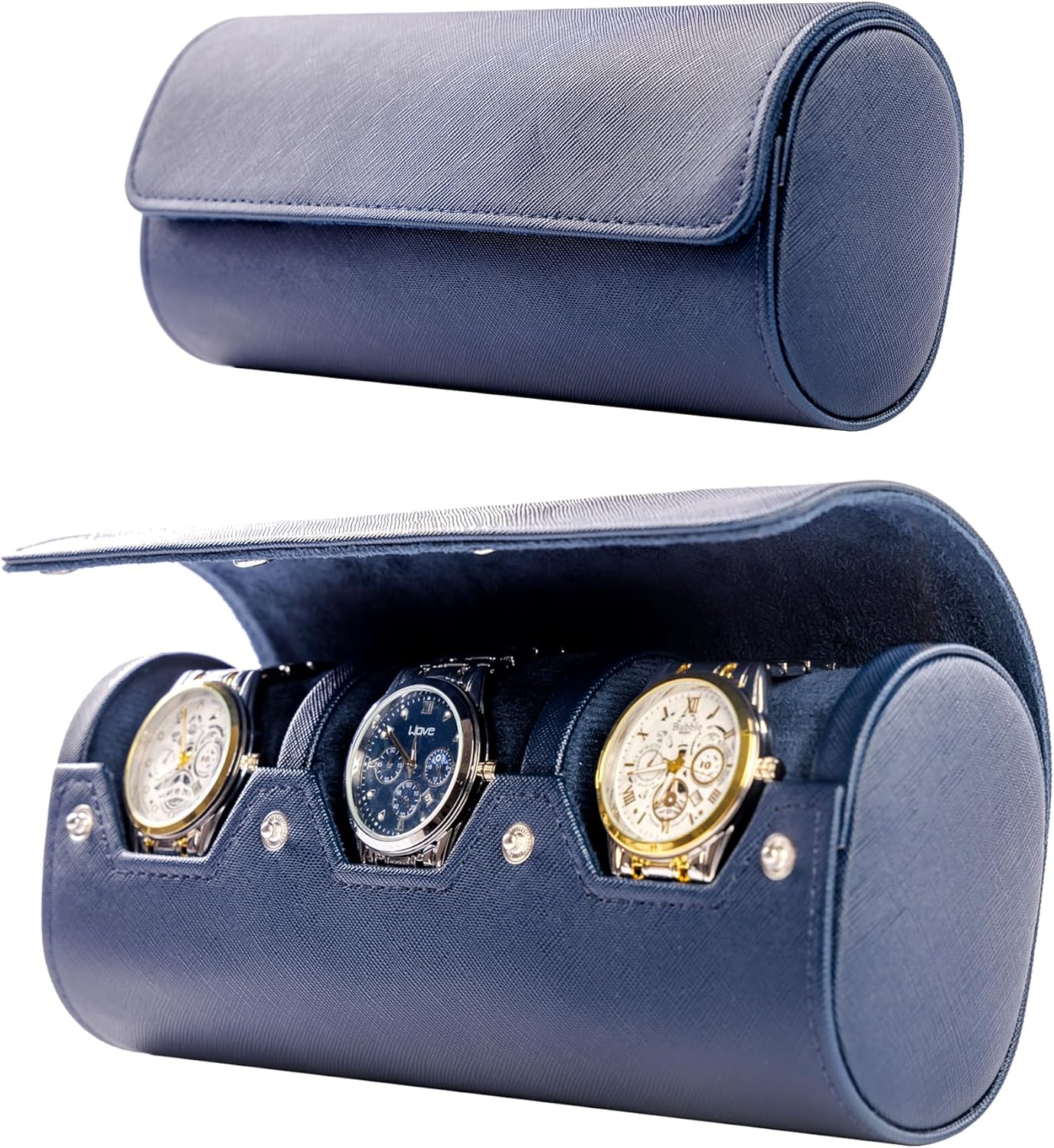 MR.OKAY 3 Watch Travel Case -Classic Leather Watch Case with Perfect Texture. Watch Carrying Case or Organizer for Storage and Display. Ideal Gift for Men Traveling, All Handmade by Artisans