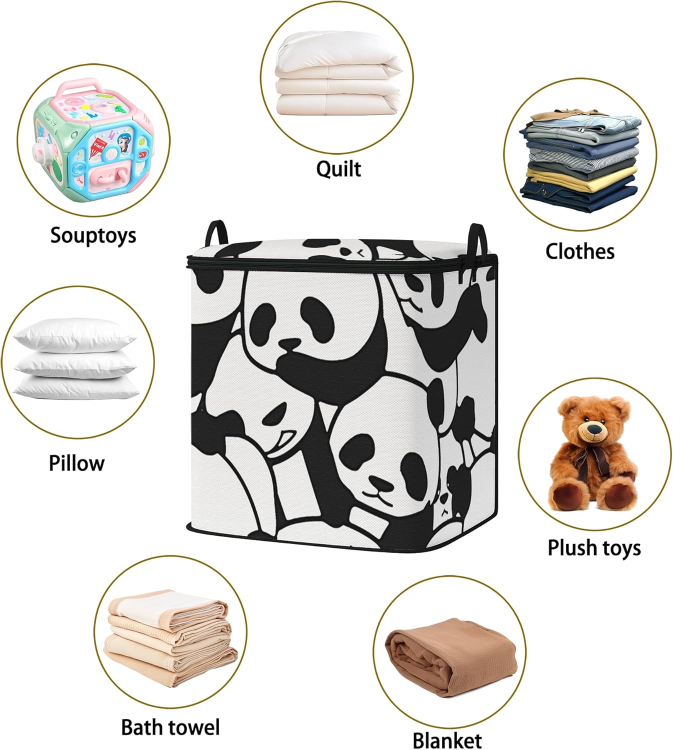 Large Comforter Storage Bag with Zipper,Closet Organizer for Clothes/Blankets/Quilts/Pillows,Fabric Storage Bags with Portable Handles 95L(2-Pack)
