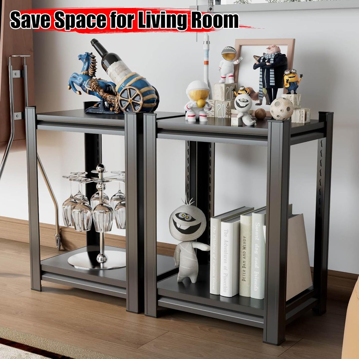 Kitchen Storage Rack,2 Tier Metal Shelving Unit,Small Pantry Shelves for Kitchen Counter,Shelf Organizer for Baker/Book, 20”Wx14”Dx22”H (2Tier-20”Wx14”Dx22”H)