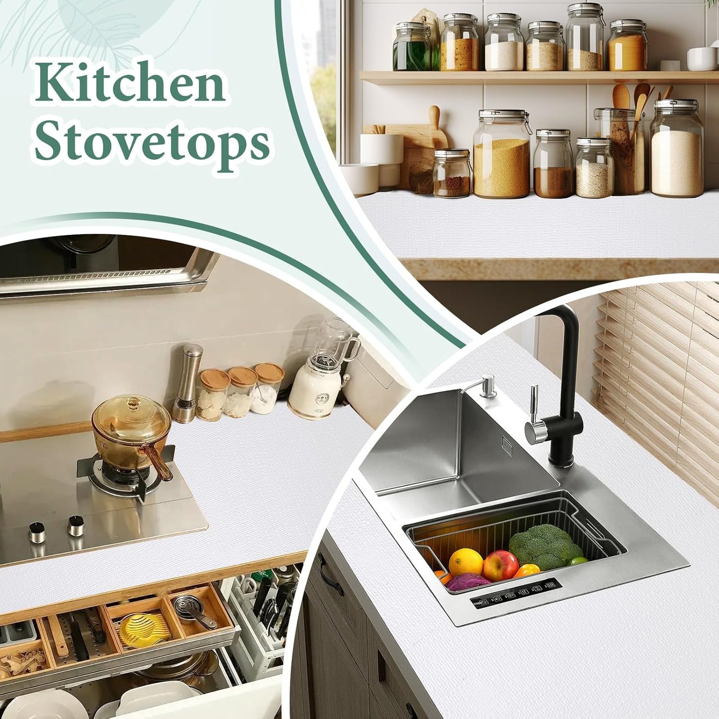 Drawer and Shelf Liner for Kitchen Cabinet: 23 in X 30 Ft Non Slip Waterproof Shelf Paper Non Adhesive Refrigerator Liners White Easy Liners for Bathroom Cupboard with Knife Tape Measure