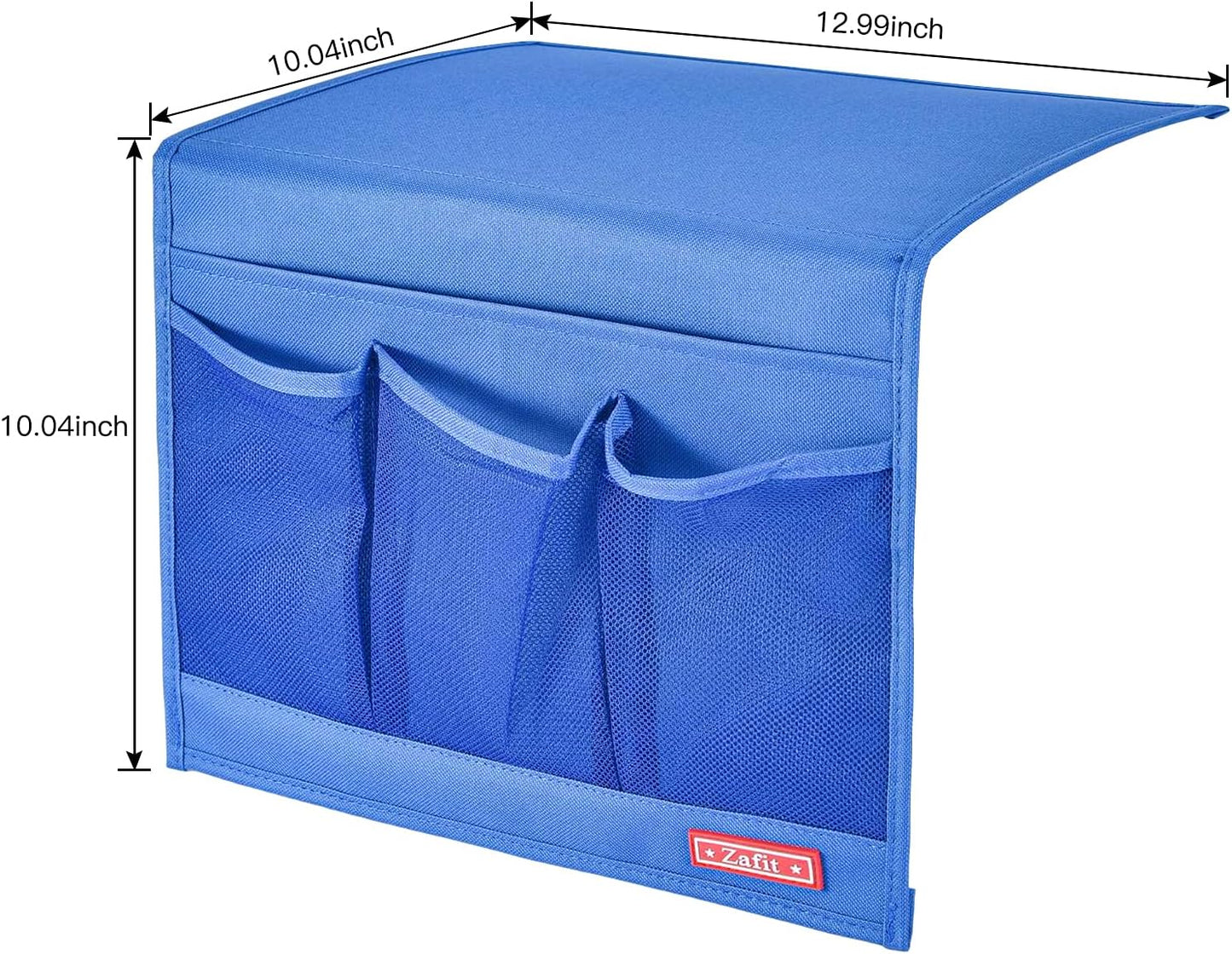 Bedside Storage Organizer - Table Cabinet Organizer Caddy for Remotes, Phone, Glasses (Classic 4 Pockets - Blue)