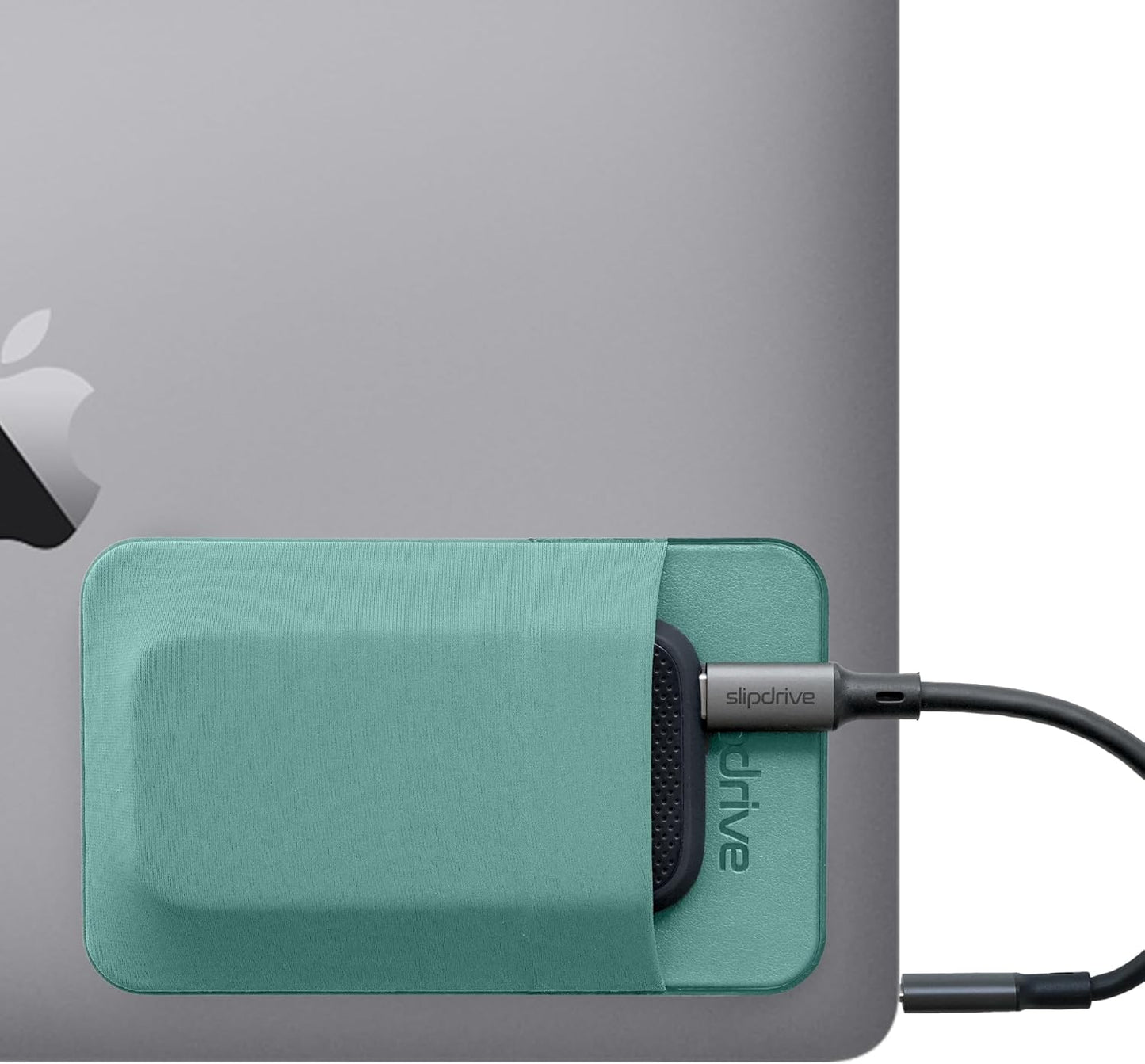 Slipdrive - Portable Hard Drive Sleeve for Laptop - SSD Solid State Drive - Reusable Adhesive - 5” x 3.2” Stick on External Hard Drive Carrying Case - Travel Pocket Pouch (Small, Aqua)
