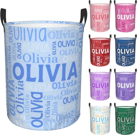 Custom Name Laundry Hamper, Personalized Laundry Basket with Name for Boys Girls Kids Men Women, Customized Name Dirty Clothes Basket Gifts for Clothes Toy Bathroom Bedroom Laundry Room Dorm