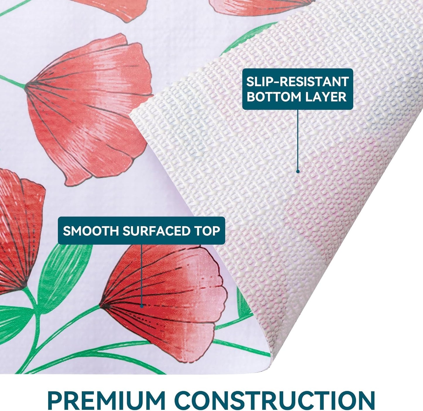 18" W x 96" L Floral Drawer and Shelf Liner for Cabinets, Non-Adhesive Strong Grip Non-Slip Flower Shelf Cabinet Kitchen Shelf Liners for Kitchen Cabinets