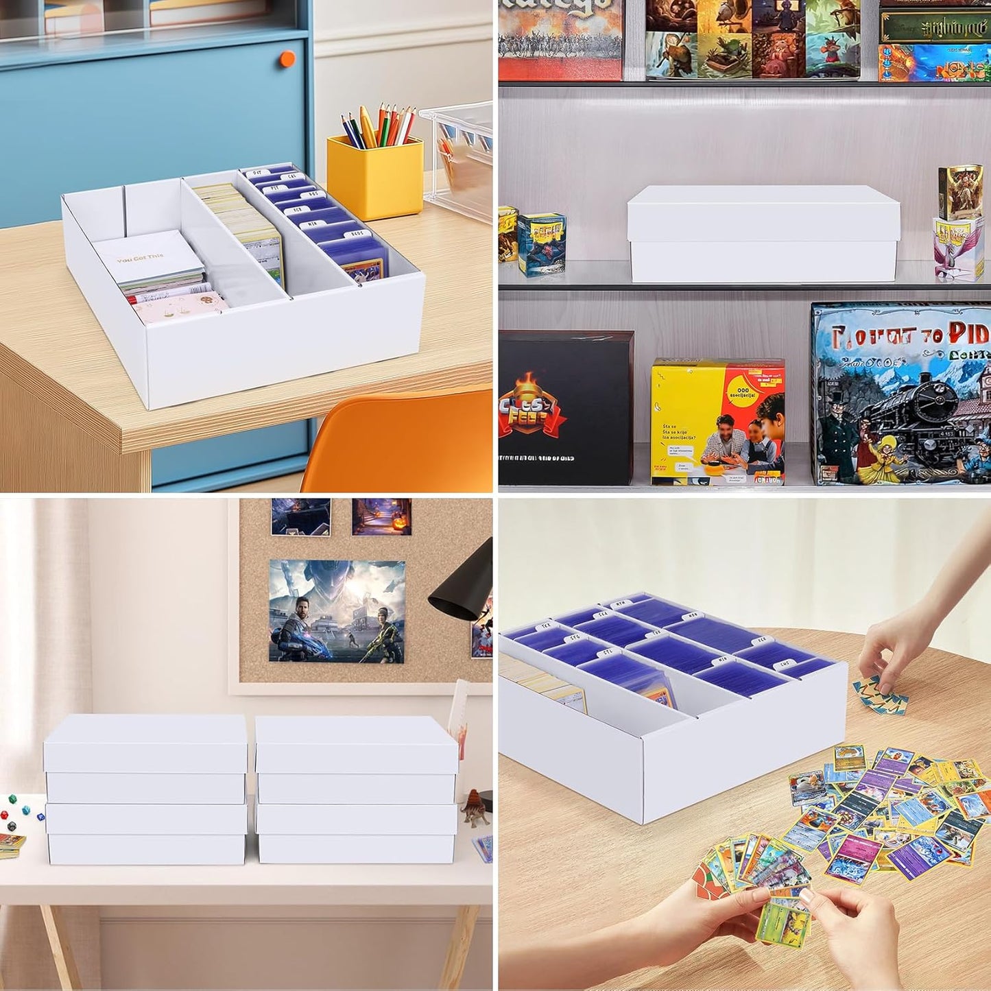 Trading Card Storage Box, 3200 Count Cardboard Storage Box with Divider for Sports, Tcg, Mtg Card(2 Pack)