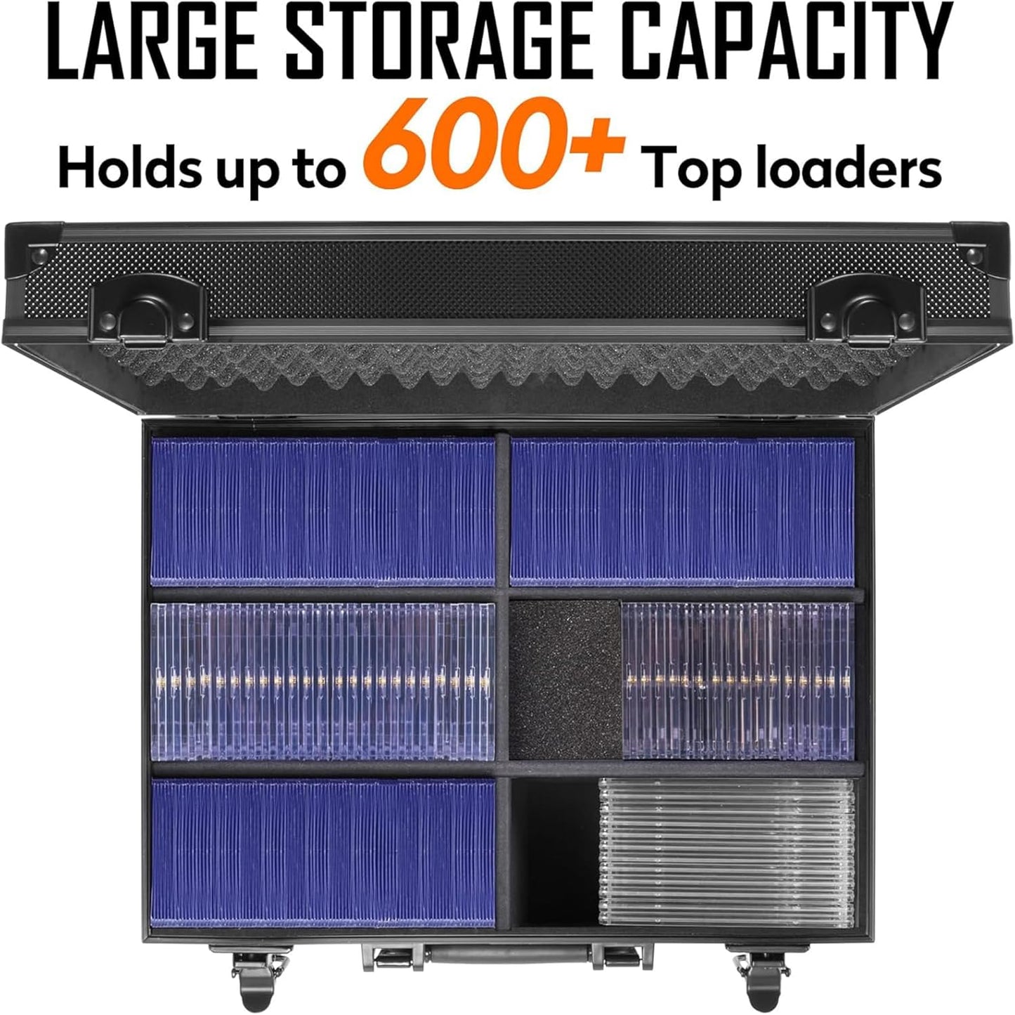 Top Loaders Storage Box with Key Lock - Holds up to 600+ Top loaders or 130+ 35pt One Touch, Trading Card Case Sports Card Storage Box, Not for Graded Card