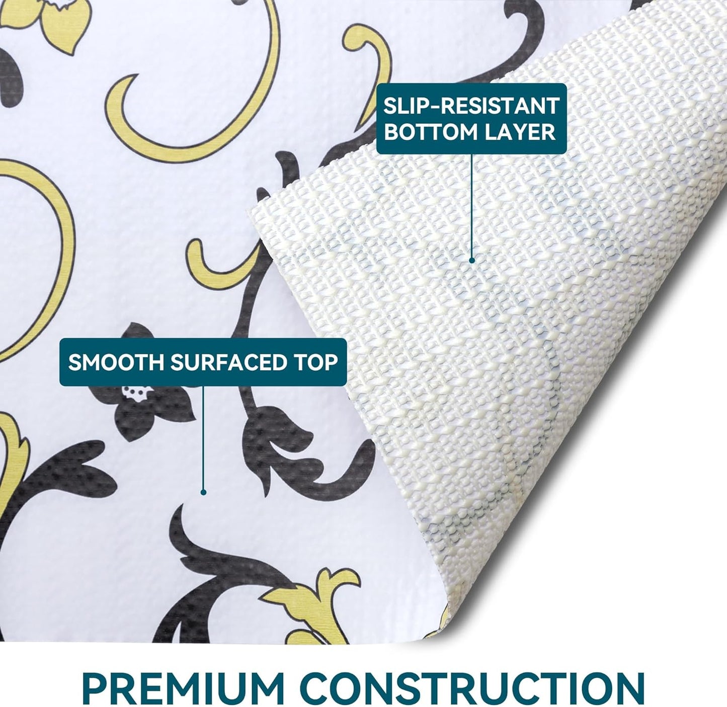 2 Rolls 12" W x 120" L Floral Drawer and Shelf Liner for Cabinets, Non-Adhesive Strong Grip Non-Slip Flower Shelf Cabinet Kitchen Shelf Liners for Kitchen Cabinets