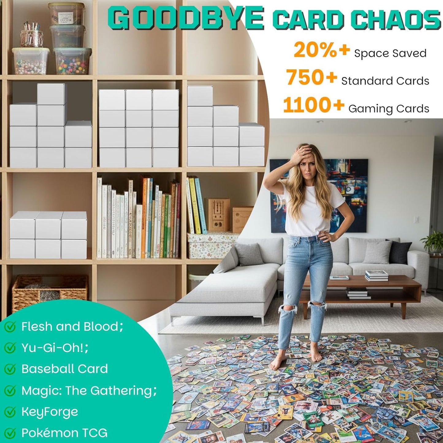 Collectible Trading Cards Storage Box, Card Storage Box with Trading Card Dividers, Collectible Trading Cards (10-Pack)