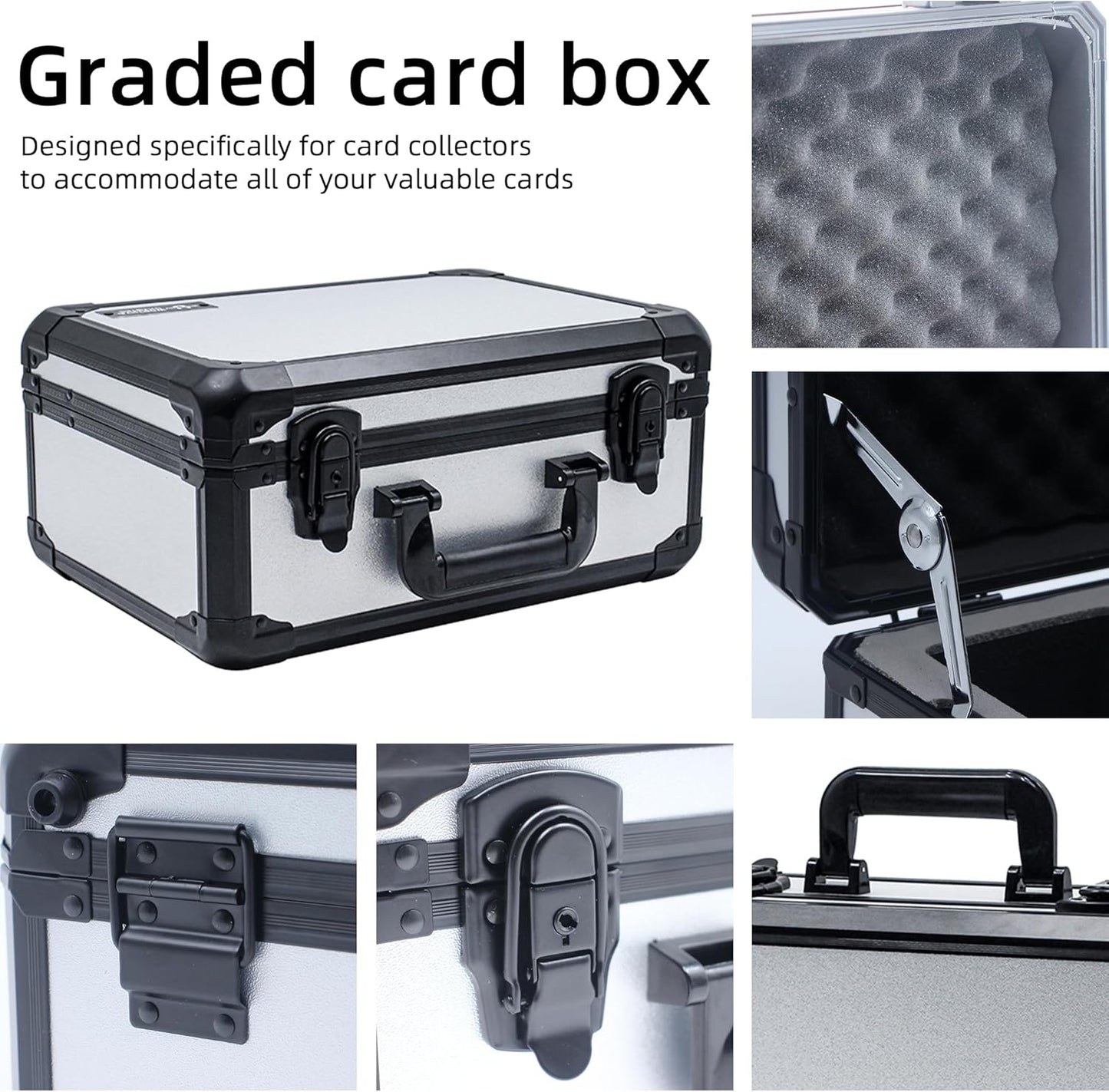 Graded Card Storage Box; Durable Sports, PSA Card Storage Case- Trading Card Storage Box - PSA Slab Case For Top Loaders (SILVER, 14.17x11.2x7 inches)