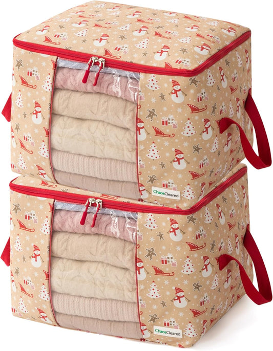 Canvas Storage Bags 2 Pack (Snowman Bag 2 Pack)