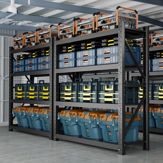 4800LBS Heavy Duty Shelving Units, 4 Tier Adjustable Metal Utility Shelf, 78.7" H Garage Storage Shelves Organization Rack for Industrial, Warehouse, Basement (Black, 23.6" D×59" W×78.7" H)