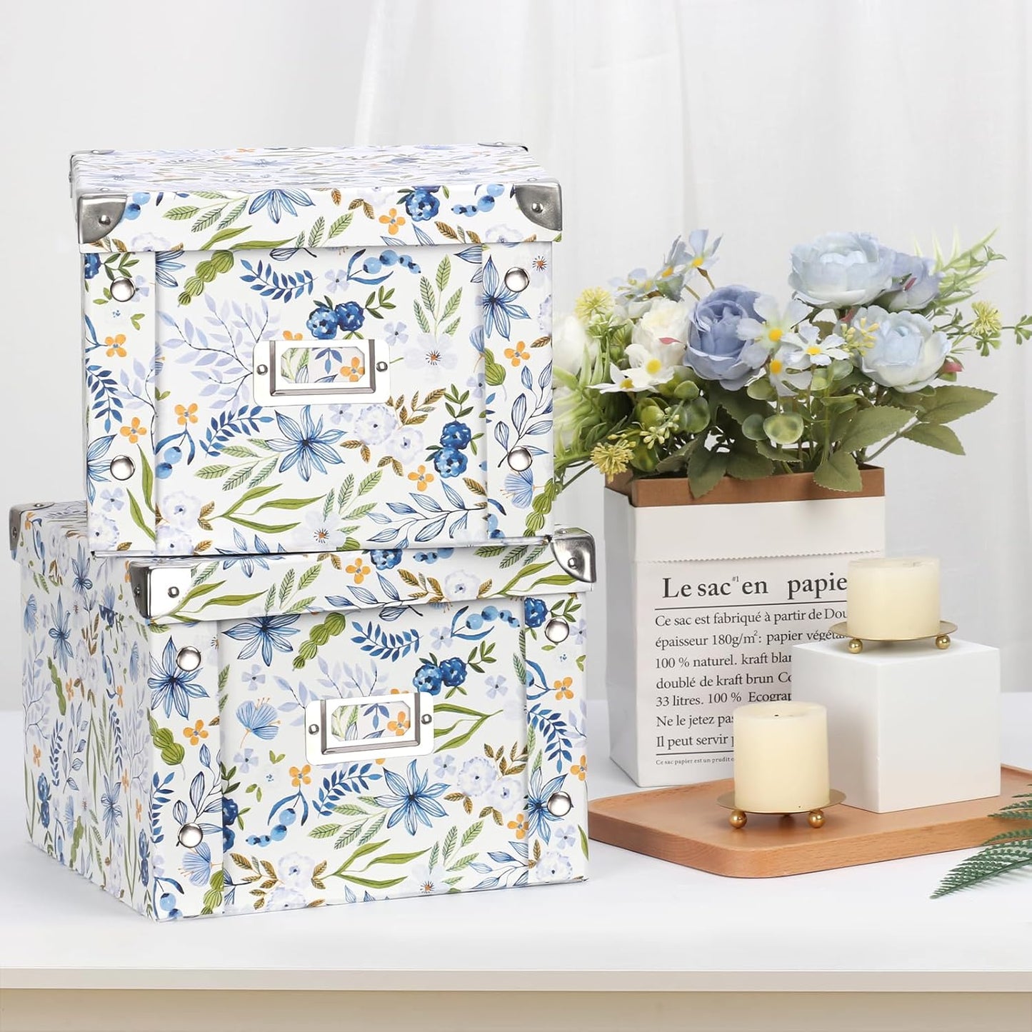 2 Pack Collapsible Greeting Card Storage Box Organizer with 16 Dividers and Sticker Greeting Card Keeper for 6x8 Holiday Birthday Photos Recipes Envelopes