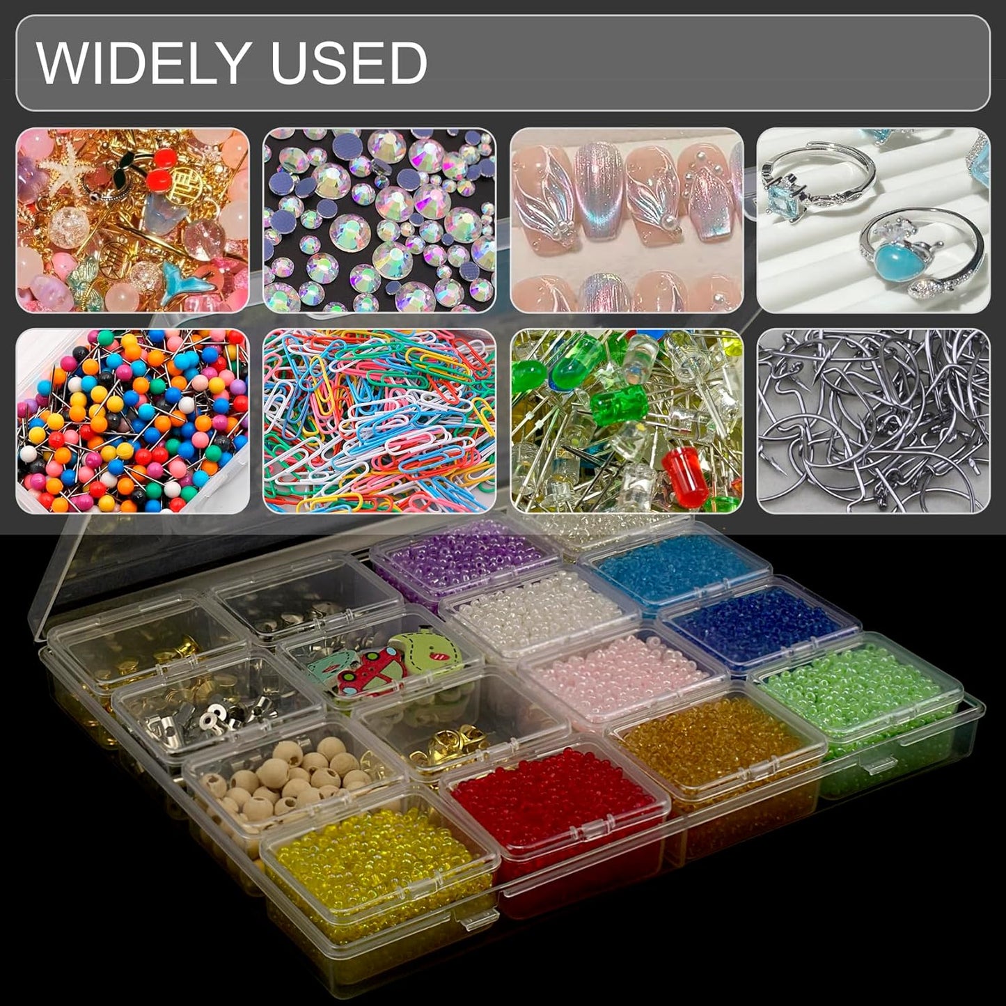 ZIIYAN Bead Storage Containers - 32 Clear Plastic Bead Organizer Boxes with Hinged Lid, Craft Organizers and Storage for Diamond Painting Art, Small Parts, Jewelry Charms