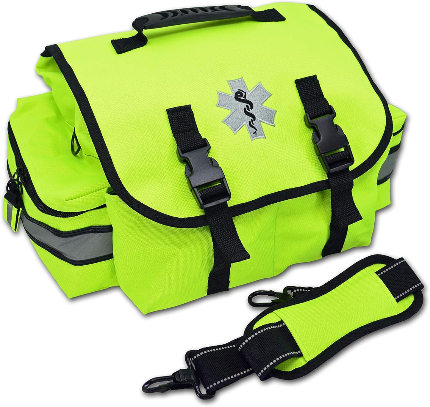 Lightning X Personalized First Responder EMT EMS Trauma Bag w/Stocked First Aid Fill Kit B & Custom Embroidered Name Patch (Fluorescent Yellow)