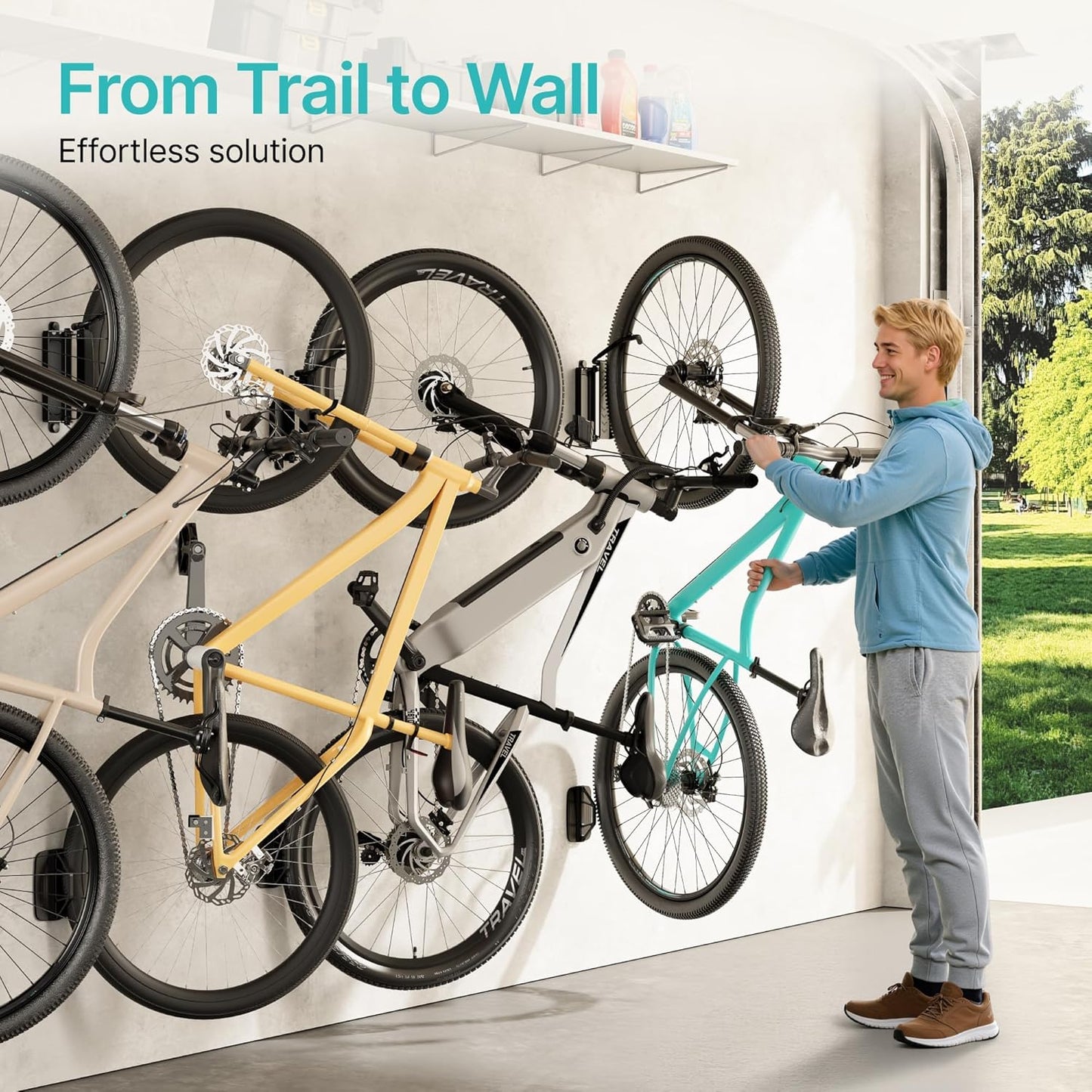 4 Pack Bike Rack Garage, Bike Wall Mount Heavy Duty, Holds 77 Lbs, Swivel Bike Hangers for Garage, Adjustable Indoor Bike Storage for Bedroom Home Office, 4 Pack