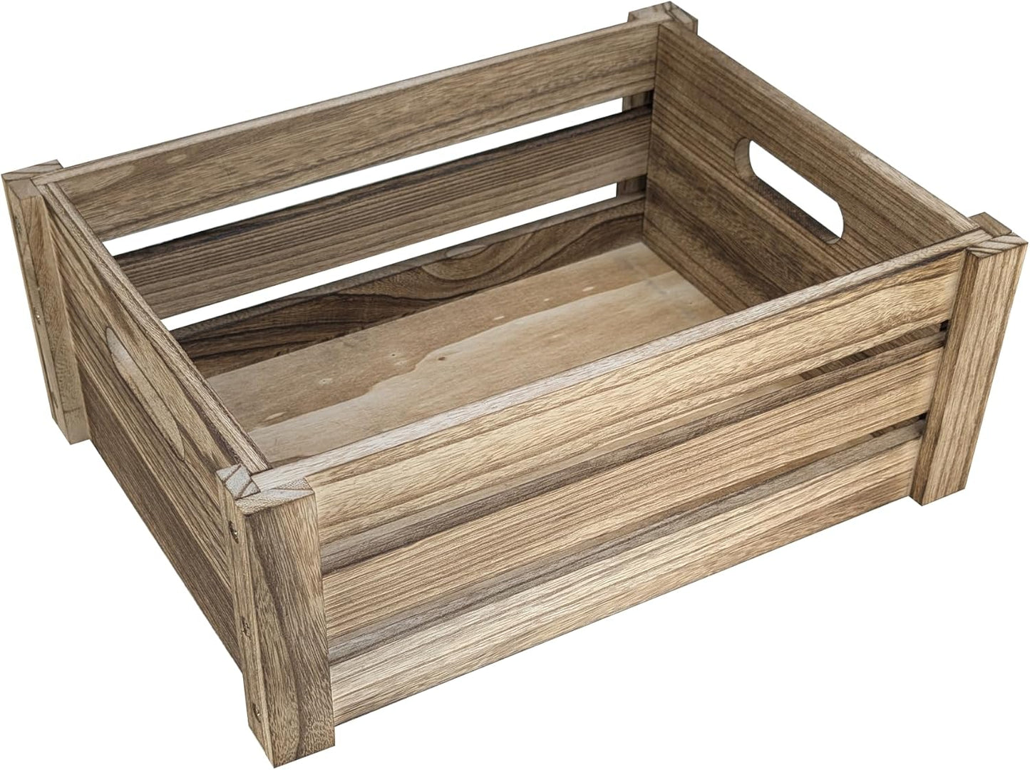 ARTAWEIN Rustic Vintage Finished Wooden Crate with Handles - Nesting Storage, Display, Organization Crate for Party, Office, Bedroom, Kitchen and Closet (Rustic Brown 1 pc)