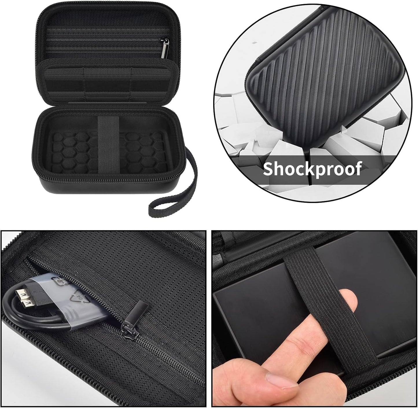 External Hard Drive Case Compatible with Seagate 1TB 2TB 4TB /for UnionSine/for Toshiba/for WD Elements Portable HDD SSD Solid State Hard Drive, SD Cards & USB Drives Holder Organizer (Box Only)