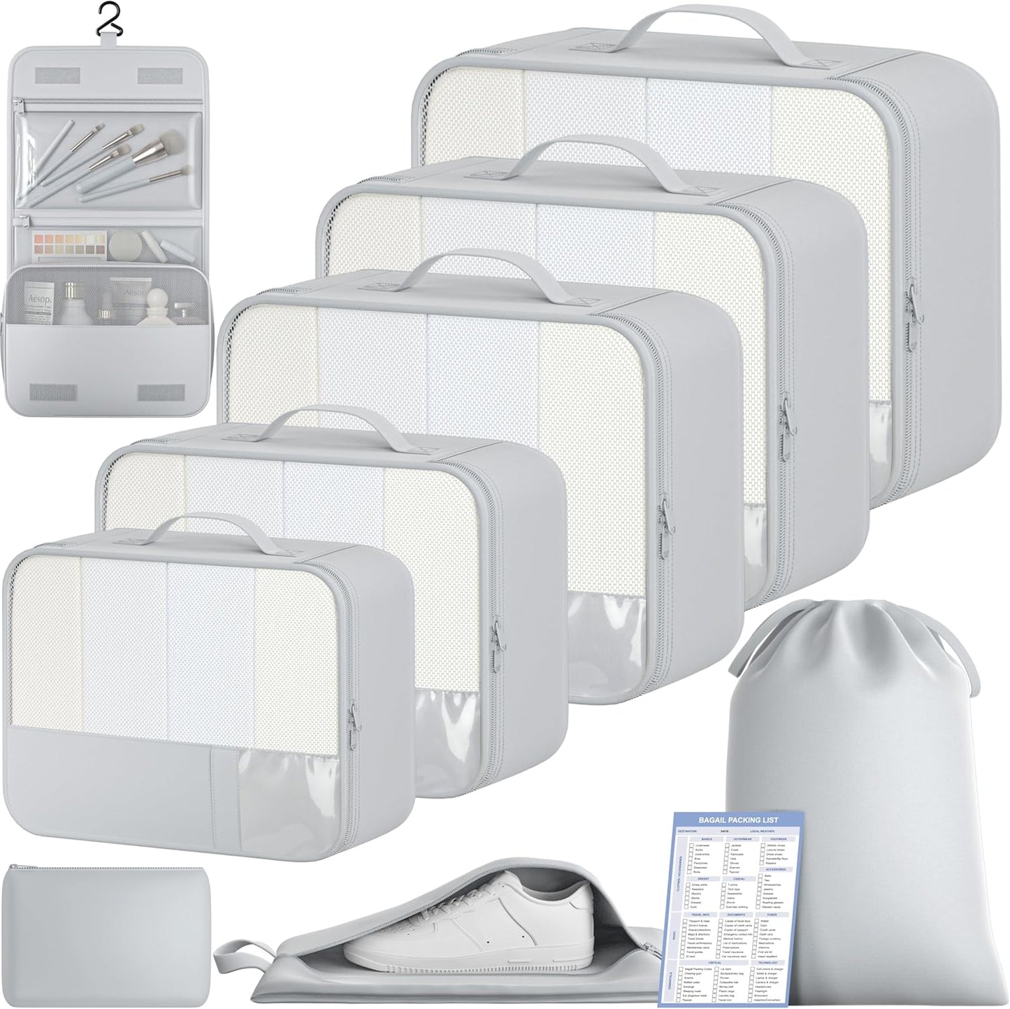 BAGAIL 9 Set Packing Cubes Luggage Packing Organizers for Travel Accessories